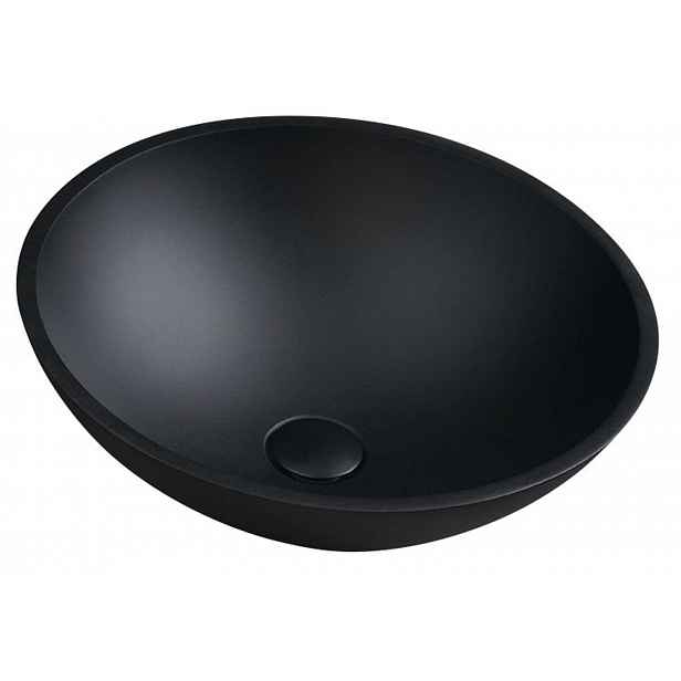 Sapho Beauty - Umyvadlo na desku, průměr 42 cm, bez přepadu, sklo/matná černá TY181B