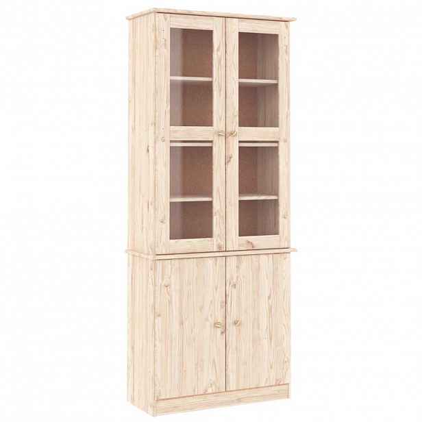 vidaXL Prosklená vitrína ALTA 77 x 35 x 186,5 cm masivní borové dřevo