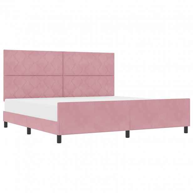 vidaXL Postel s boxspringem s čelo Růžová 200 x 200 cm samet