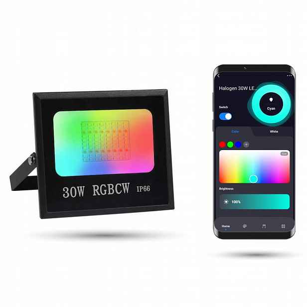 Halogenový Led WiFi Tuya Reflektor 30W Rgbcw Světlomet