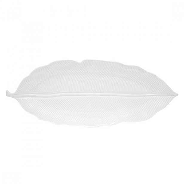 Porcelánový talíř "Leaves White", 47 x 19 cm - Easy Life