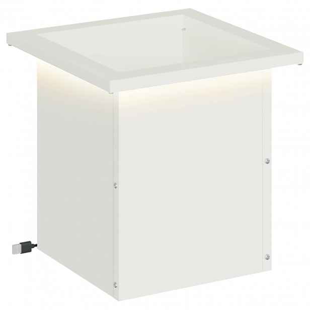vidaXL Zahradní truhlík s LED osvětlením Bílá 30 x 30 x 30 cm Ocel