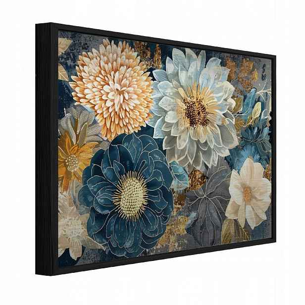 Wallarena ZARÁMOVANÉ obrazy květin pivoňky modré 150x100 cm
