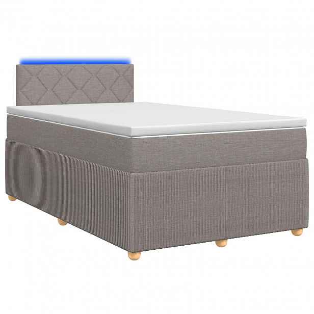 vidaXL Postel boxspring s matrací s čelo Taupe 120 x 200 cm Textil