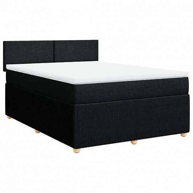 vidaXL Box spring postel s matrací černá 140 x 190 cm textil