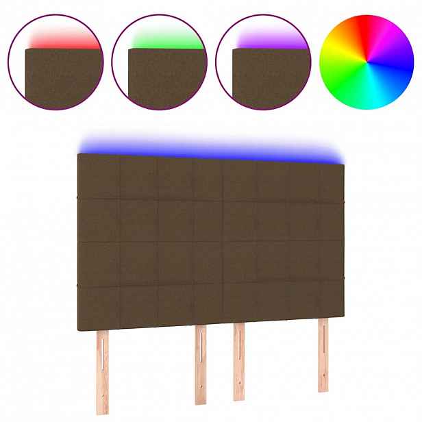 vidaXL Čelo postele s LED tmavě hnědé 144x5x118/128 cm textil