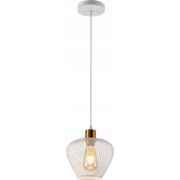 Vargo závěsná lampa loft bílo-mosazná síť 1xE27 60W