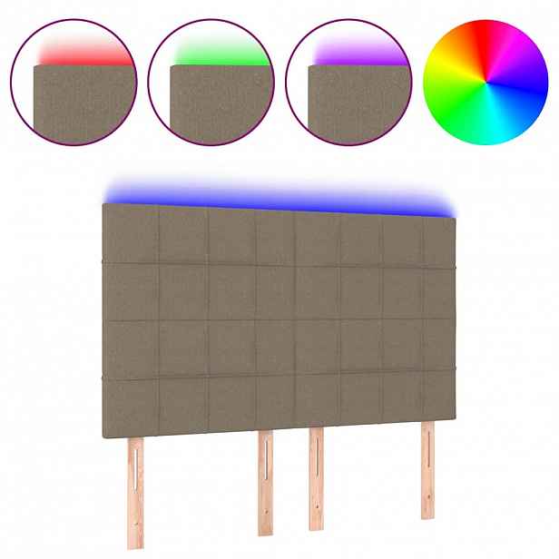 vidaXL Čelo postele s LED taupe 144x5x118/128 cm textil