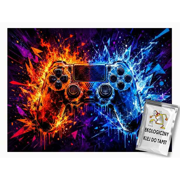 Fototapeta Flizelina Gamer Pad Kontroler Konzola Oheň Led 368x254 130g