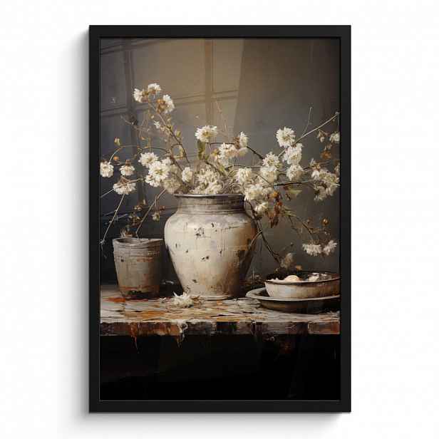 MuchoWow PLAKÁT V RÁMU Zátiší - Květiny - Kytice - Váza - Víno 40x60 cm