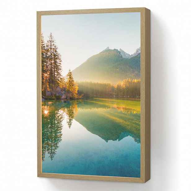 OnlyWow NÁSTĚNNÁ LAMPA S AKUMULÁTOREM Jezero - Les - Hory - Příroda - Slunce - Krajina 40x60 cm