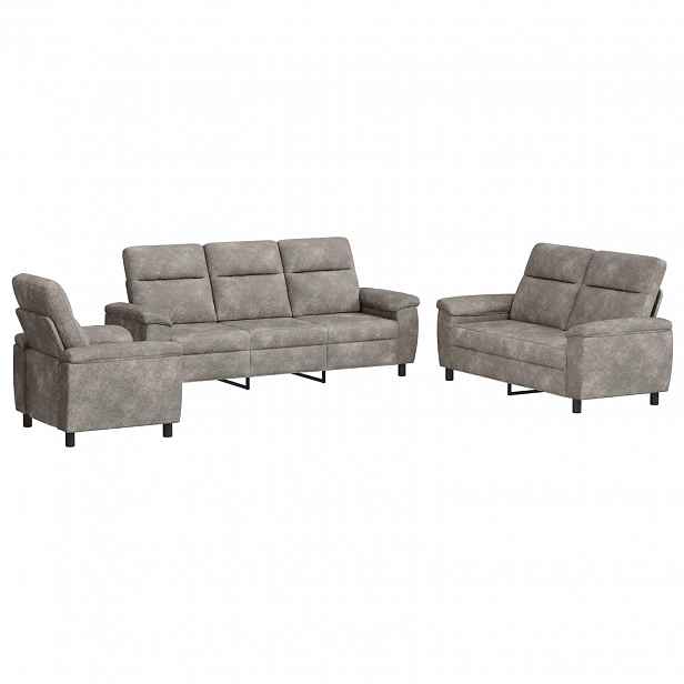 vidaXL Set pohovek 3 pcs Světle šedá Umělá semišová kůže