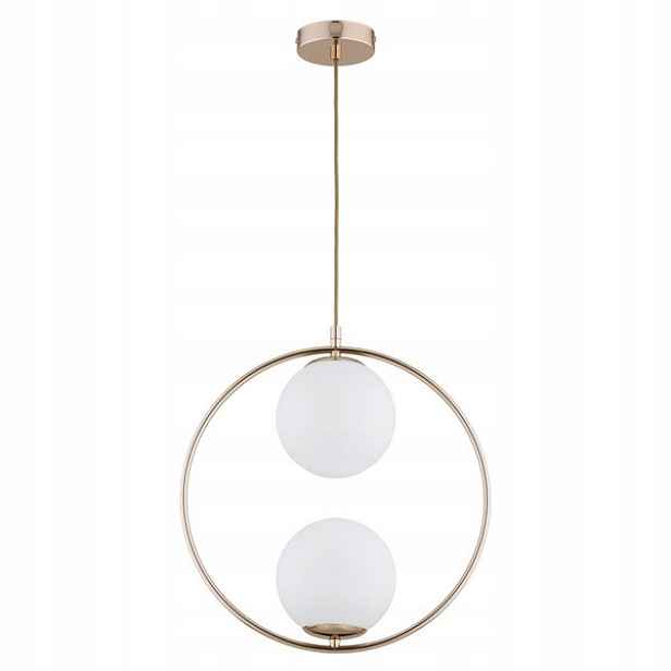 Závěsná lampa Alfa Avia Zlatá 2xE14 10W Kovová Obruč Dvě Kuly