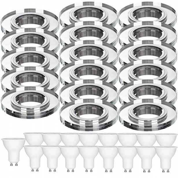17 x Pevná Skleněná Stropní Lampa Halogenové Svítidlo Led Žárovky 3W