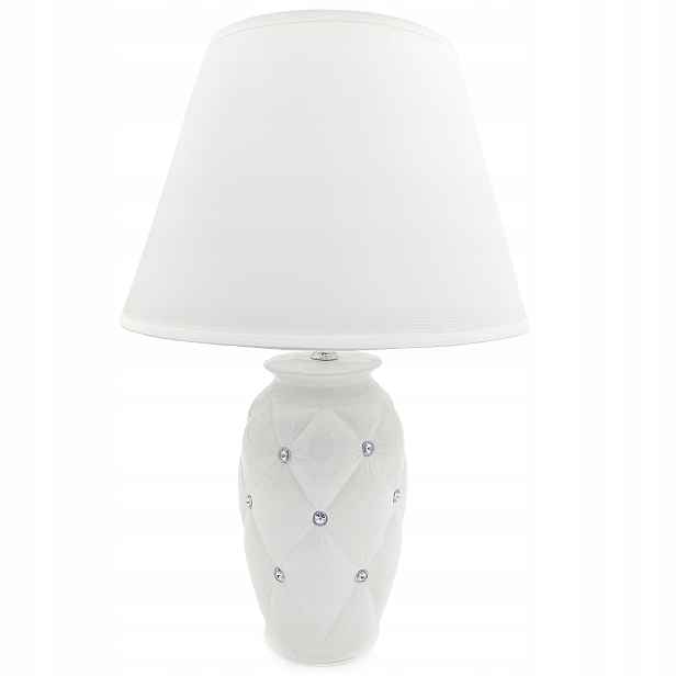 Stolní Lampa Bílá Noční Lampa S Krystaly, Moderní