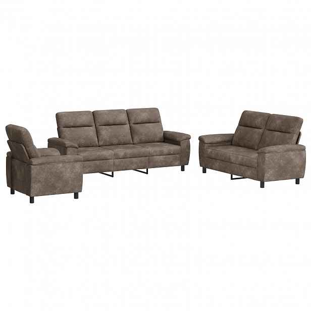 vidaXL Set pohovek 3 pcs Tmavě šedá Umělá semišová kůže