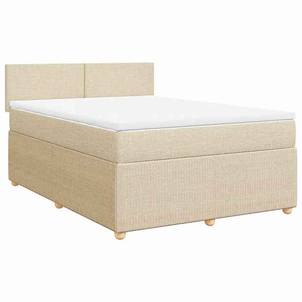 vidaXL Box spring postel s matrací krémová 140x190 cm textil