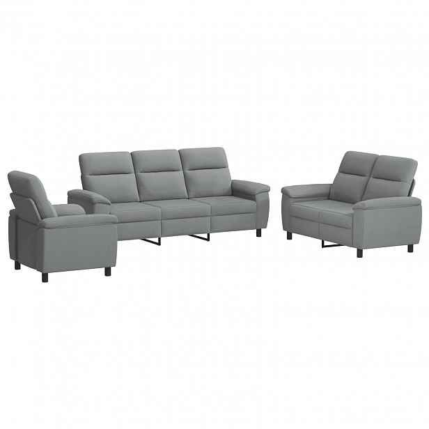 vidaXL Set pohovek 3 pcs Světle šedá Textil