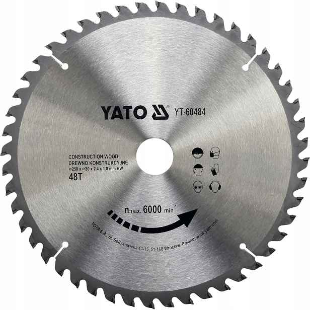 Kotoučová Pila Na Dřevo 250X48TX30MM YT-60484 Yato