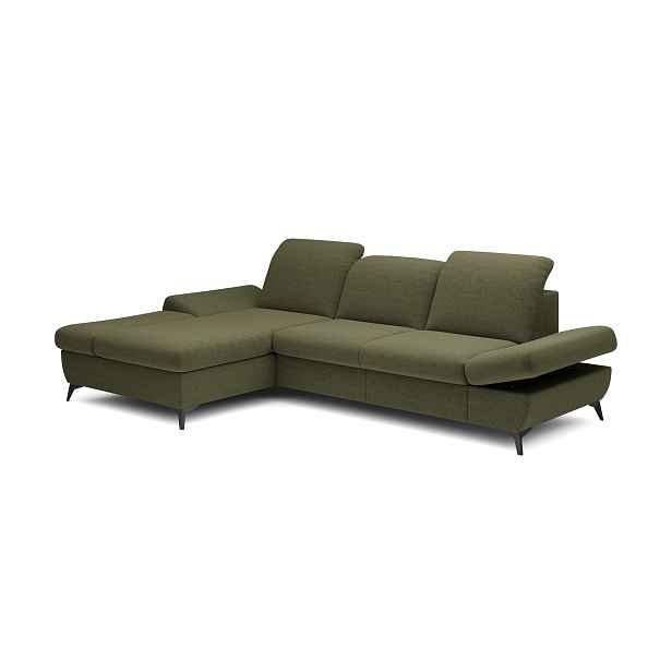 Laski Rozkládací polohovací rohová sedací souprava Harper 284 cm Loft 10 olivově zelená levá