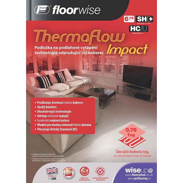 Podložka pod koberec Floorwise Thermaflow Impact (role 11 m2) - 133x824 (role 11 m2) cm Floorwise