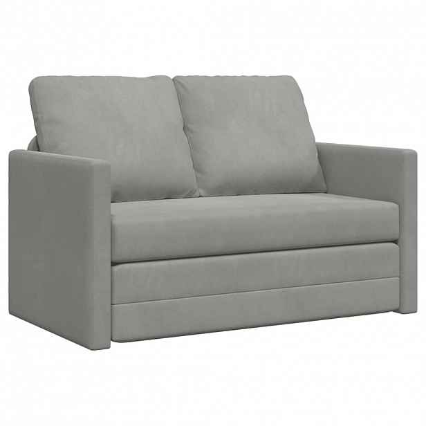 vidaXL Podlahová rozkládací pohovka 2v1 světle šedá 122x204x55cm samet