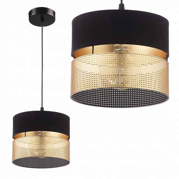 Závěsná Stropní Lampa S Otvory Zlatá E27 Led Černá Ažurová