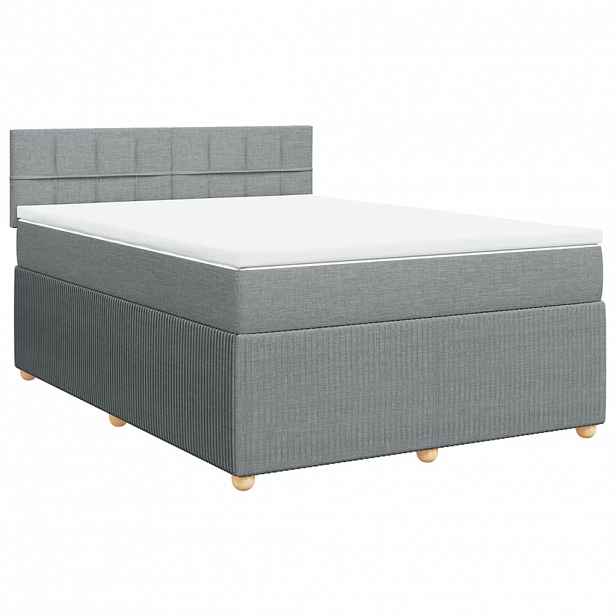 vidaXL Box spring postel s matrací světle šedá 140 x 190 cm textil
