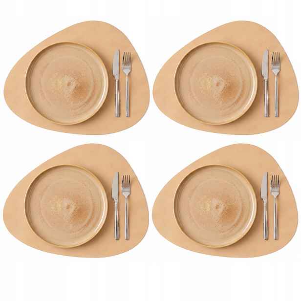 4x Kožená Podložka Na Stůl Podložka Baltan Home Tear M 30x35 cm béžová