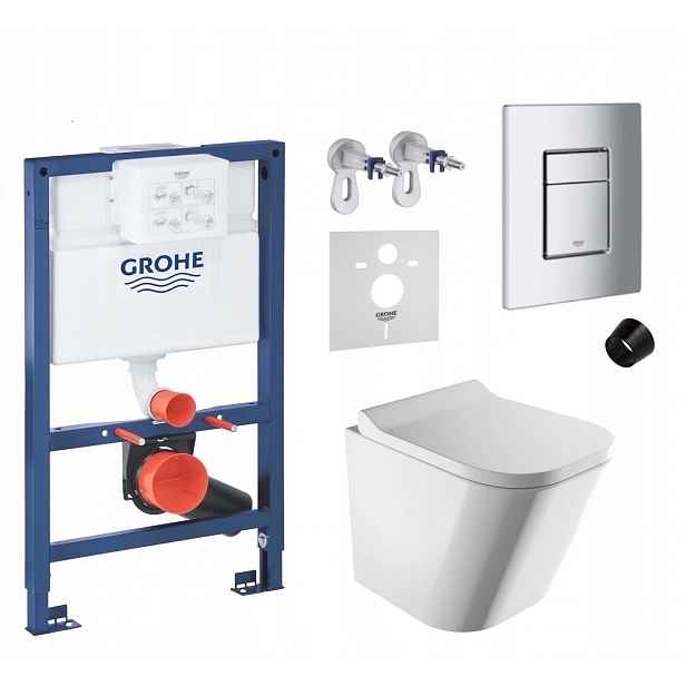7v1 Podomítkový Wc set, rám Grohe 82 cm, Wc mísa Rim Omnires s tlačítkem