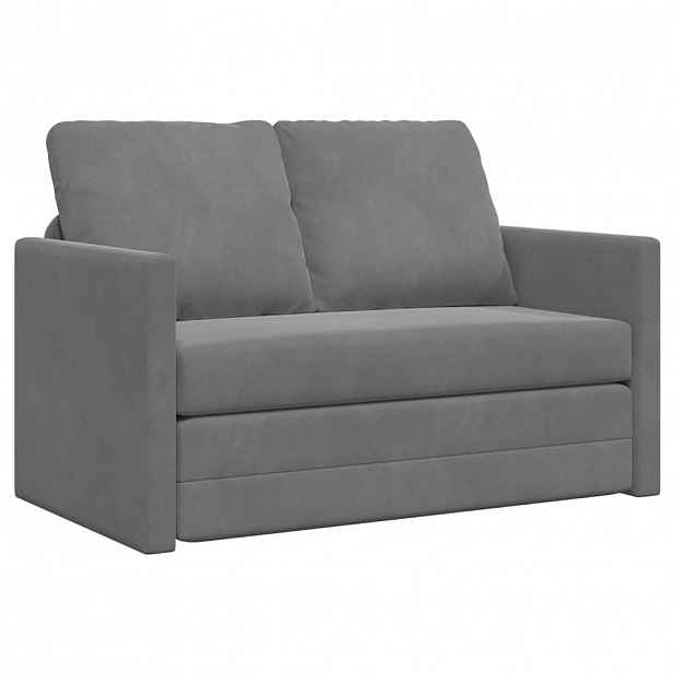 vidaXL Podlahová rozkládací pohovka 2v1 tmavě šedá 122x204x55 cm samet
