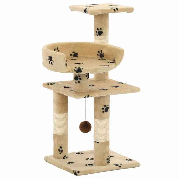 vidaXL Škrabadlo pro kočky sisalové sloupky 65 cm béžové s tlapkami