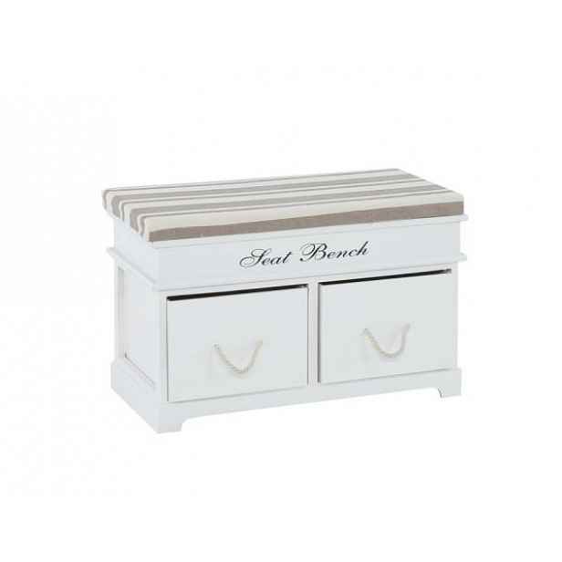 Dřevěná lavice s polštářem SEAT BENCH 1 NEW, bílá