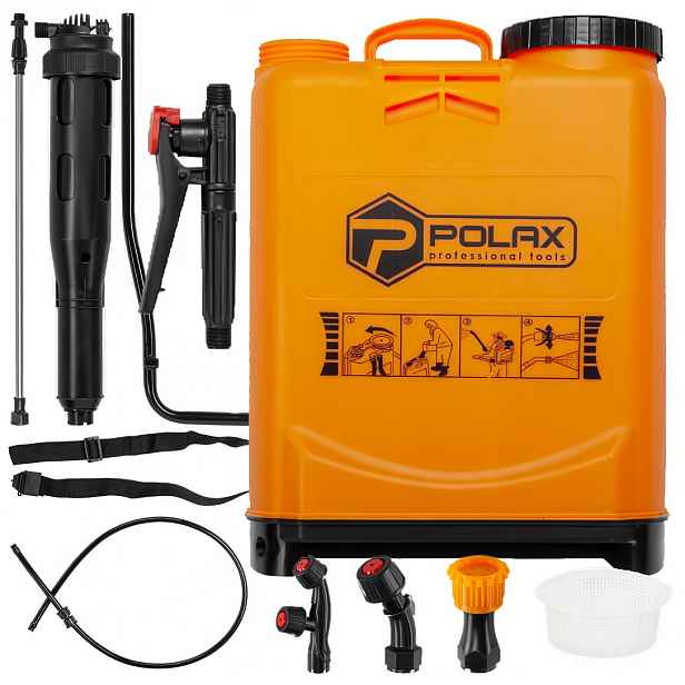 Ruční tlakový zahradní postřikovač 16L lanka 4 trysky Polax