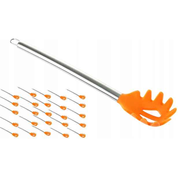 Silikonová lžíce na těstoviny Tiross TS1423 x25 oranžová Set