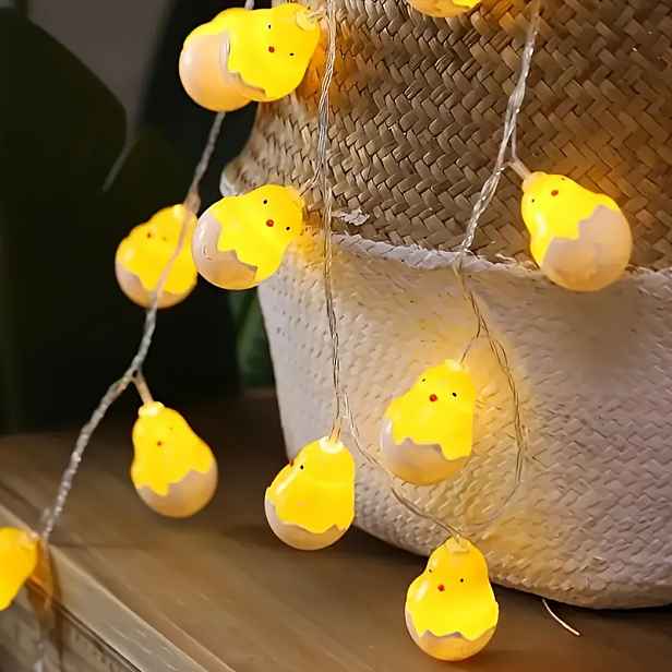 TEMU 1 ks Velikonoční LED světelný řetěz ve tvaru malého žlutého kuřátka, design líhnutí kuřátek, vhodný na krbovou police, domů, do ložnice, na zeď,