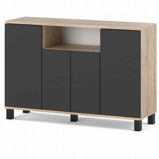 Komoda 120 CM Sonoma Šedá Dvířka Moderní Rtv Skříňka Do Obývacího Pokoje Ložnice