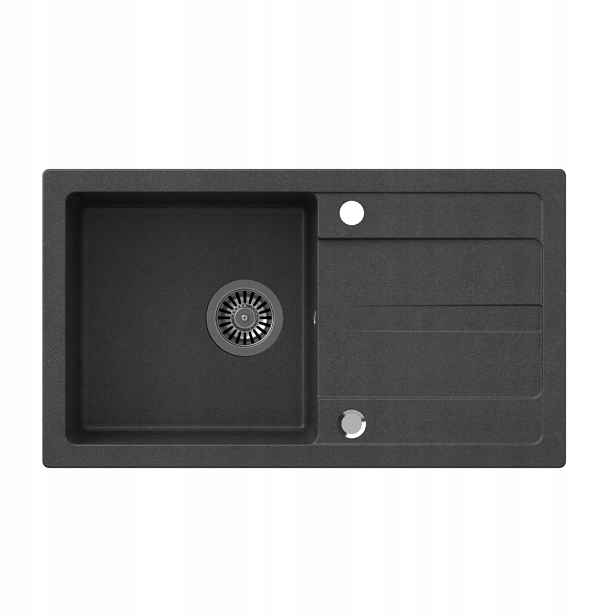 Quadron Tom 111 Granitový dřez 1-komorový 77x44 cm Sifon Zaslep. černý