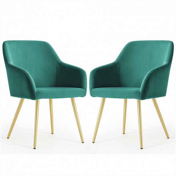 RAUMHIRSCH FURNITURE ČALOUNĚNÁ ŽIDLE, sada 2 ks, kovové nohy zelené, zlaté 54,5/83/58
