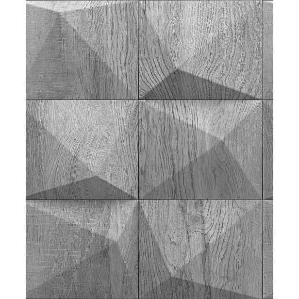 Šedá Geometrická Tapeta Napodobující Dřevo, 3D Vinylový Efekt