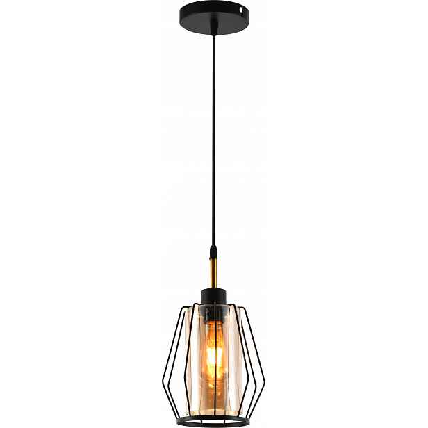 Závěsná Lampa Loft E27 Černá Mosaz Skleněný Design Vargo DL1421
