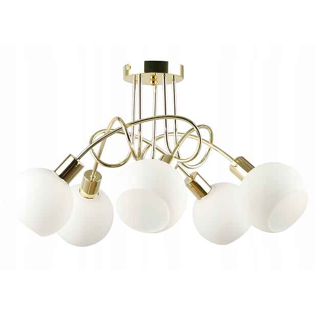 Zlatá závěsná stropní lampa Lustr Bílé Led koule E27