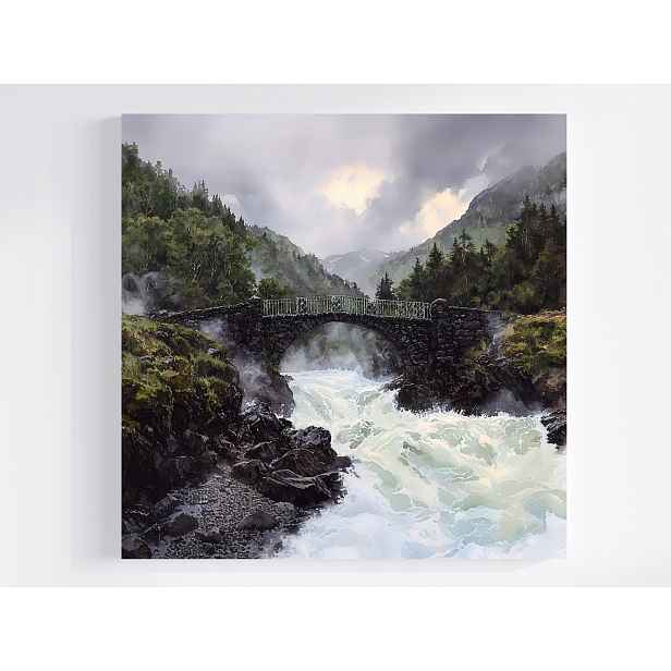 Obraz Na Plátně Canvas Krajina Venkovní Hory Řeka Vodopád Most Pohled 50x50