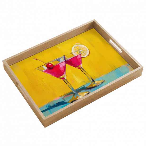 OnlyWow SERVÍROVACÍ PODNOS Sklenice - Koktejl - Citron - Třešeň 50x35 cm