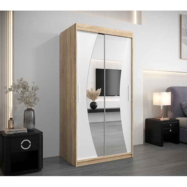 Šatní skříň Abi W0 Barva korpusu: Černá, Rozměry: 200 cm, Dveře: Dub artisan