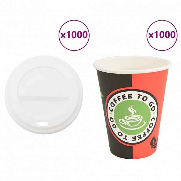 vidaXL Papírové kelímky na kávu s víčky 1000 pcs 4oz 100ml