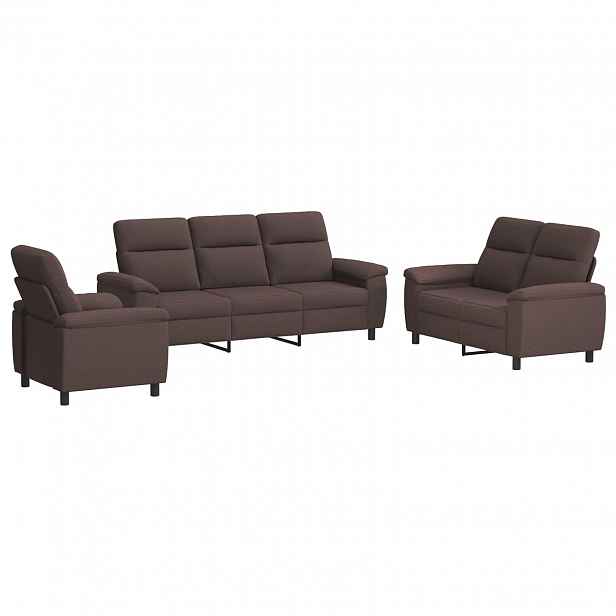 vidaXL Set pohovek 3 pcs Tmavě hnědá Textil
