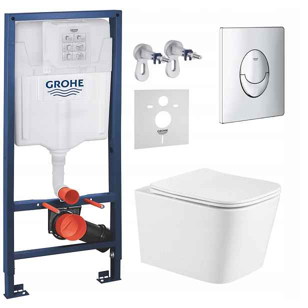 Podomítkový Wc set Grohe s mísou Imprese a tlačítkem Chrom Fresh