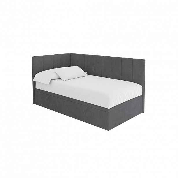 ALTDECOR JEDNOLŮŽKOVÁ POSTEL pro mládež s úložným prostorem vpravo, bez matrace - LOVY 80x200 tmavě šedá