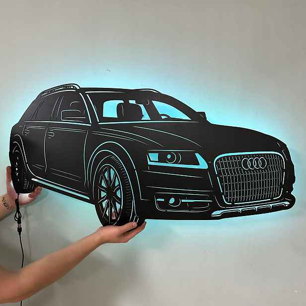 Audi A6 Allroad 3D dřevěný obraz Nástěnná Dekorace Noční Lampa Led XL